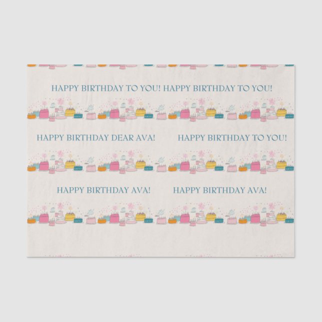 Papier Mousseline Personalized Party Tissue – Doodle Cakes on Cream (Recto)