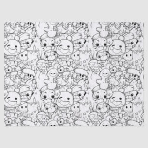 Papier Mousseline Personnages Mignons Kawaii Doodle (1)