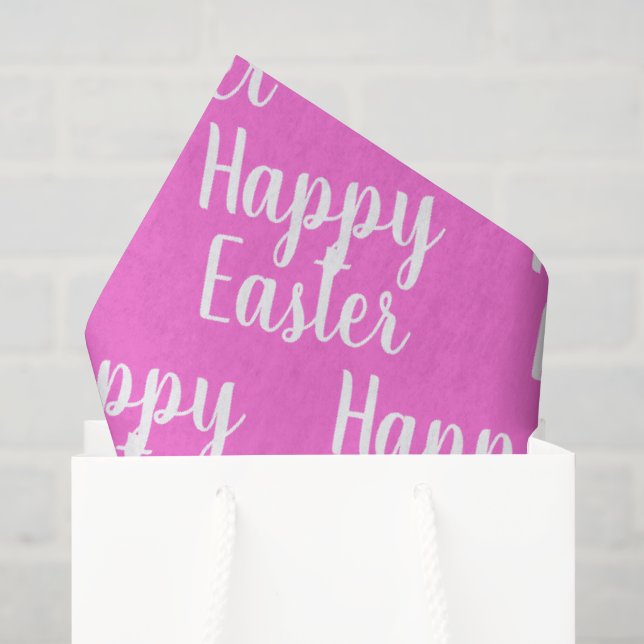 Papier Mousseline Personnalisable Joyeux Pâques rose (Sac cadeau)