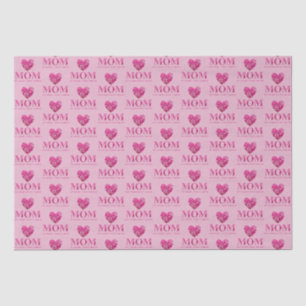 Papier Mousseline Personnalisé Coeur rose MOM Floral Letting Art