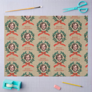 Papier Mousseline Personnalisé Funky Christmas Wreath Face Photo Kra