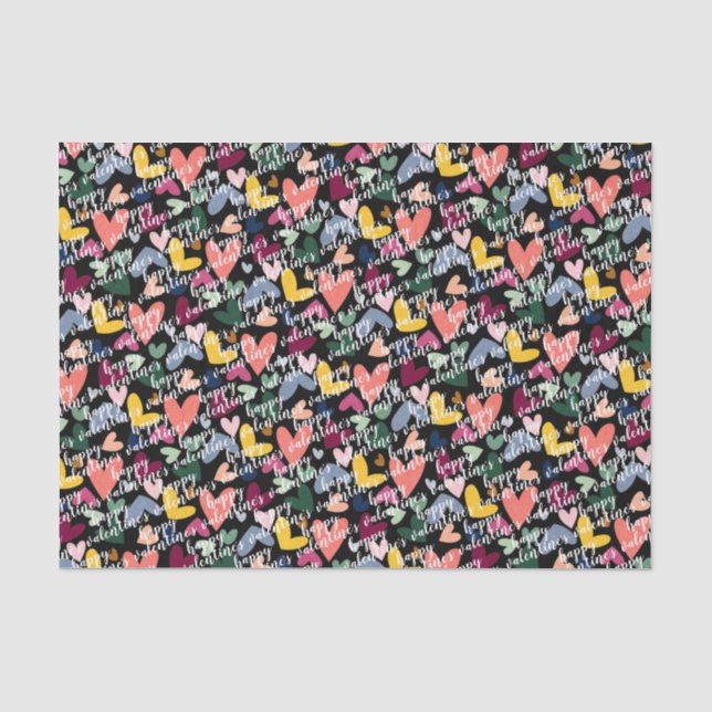 Papier Mousseline Personnalisé Joyeux Valentines I Love You Heart Mo (Recto)
