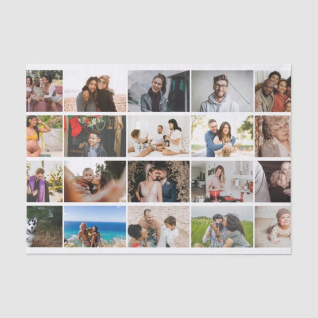 Papier Mousseline Personnalisé moderne 12 Photo Collage Famille Pers (Recto)