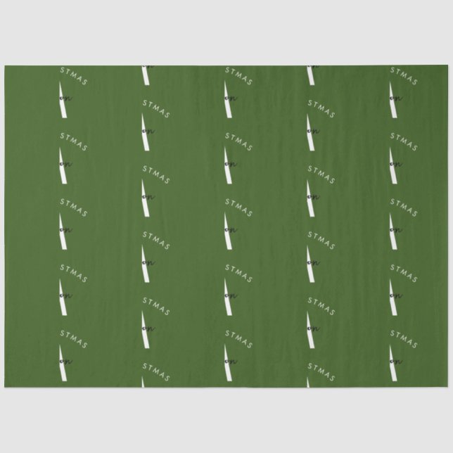 Papier Mousseline Personnalisé moderne Joyeux Noël vert Monogramme (Recto)