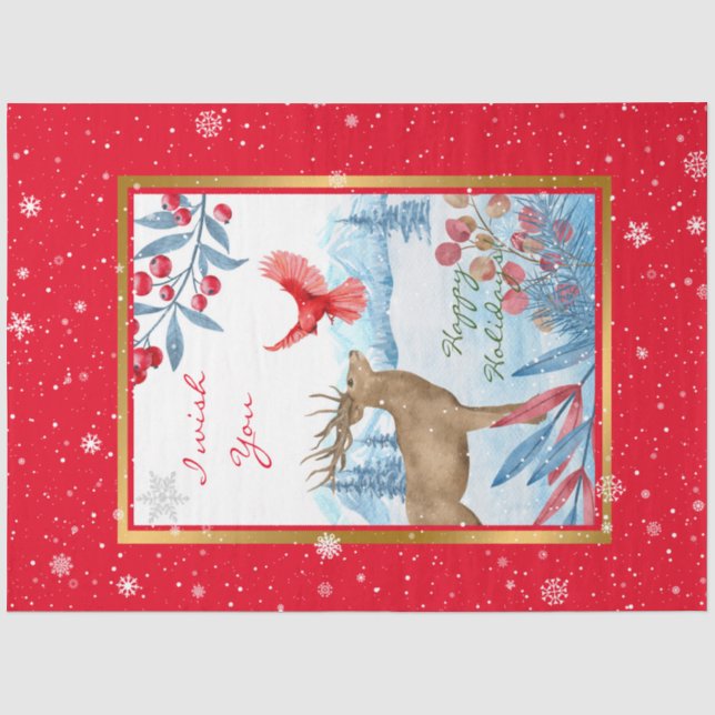 Papier Mousseline Personnaliser cardinale et cerf (Recto)