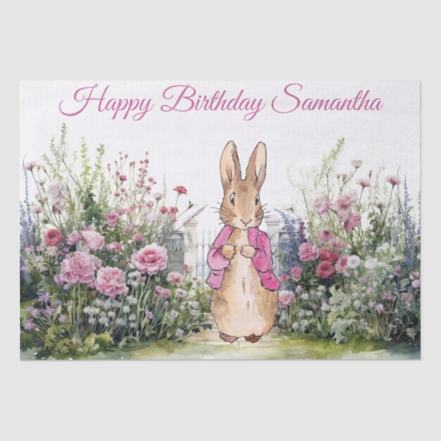 Papier Mousseline Personnaliser Nom Pierre le lapin rose Veste (Recto)