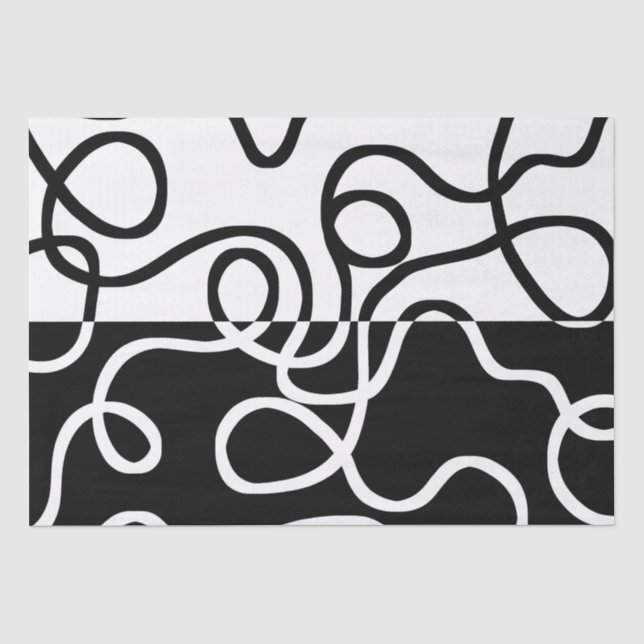 Papier Mousseline Persuasion linéaire I : Abstrait noir et blanc (Recto)