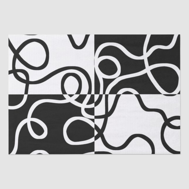 Papier Mousseline Persuasion linéaire II : noir et blanc Abstrait (Recto)