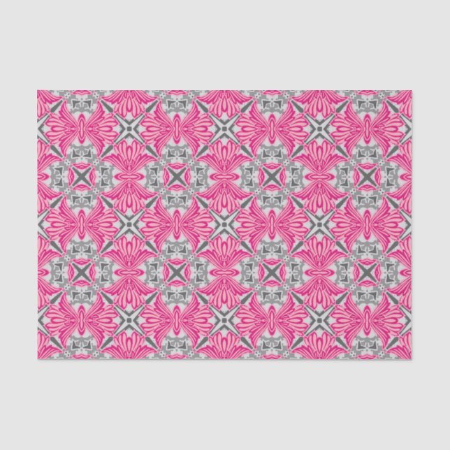 Papier Mousseline Pétales de fleurs Abstraites Fuchsia rose et gris (Recto)