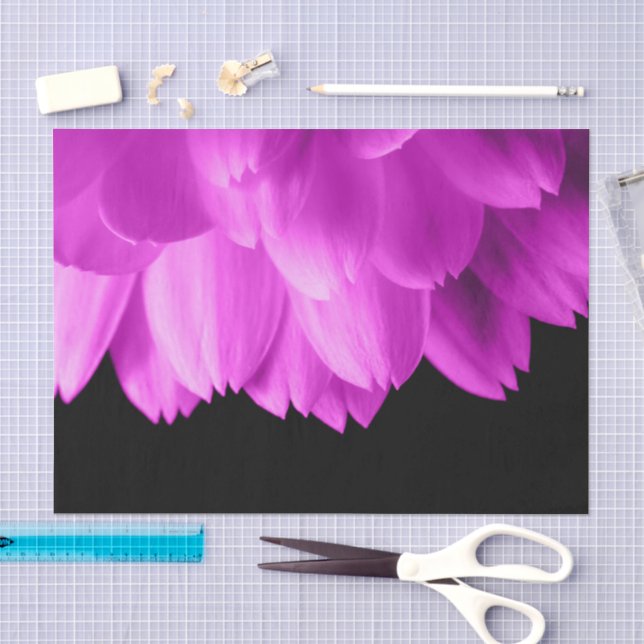 Papier Mousseline Pétales de fleurs roses chaudes sur noir (Artisanat)