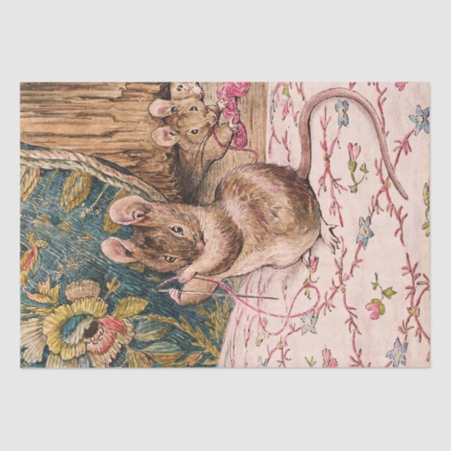 Papier Mousseline Peter Rabbit (souris filant aiguille) Tissu Papier (Recto)