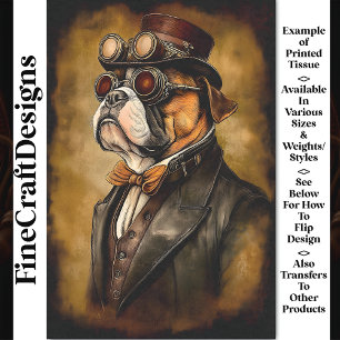 Papier Mousseline Petit Bulldog Steampunk en lunettes BD3 Découpage