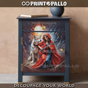 Papier Mousseline Petit chaperon rouge et le loup Rock Band
