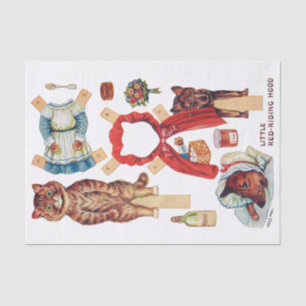 Papier Mousseline Petit Chaperon Rouge, Poupée En Papier, Louis Wain