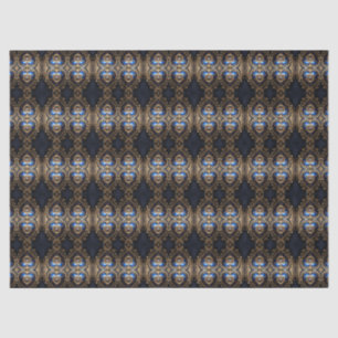 Papier Mousseline petit coeur bleu et or steampunk motif