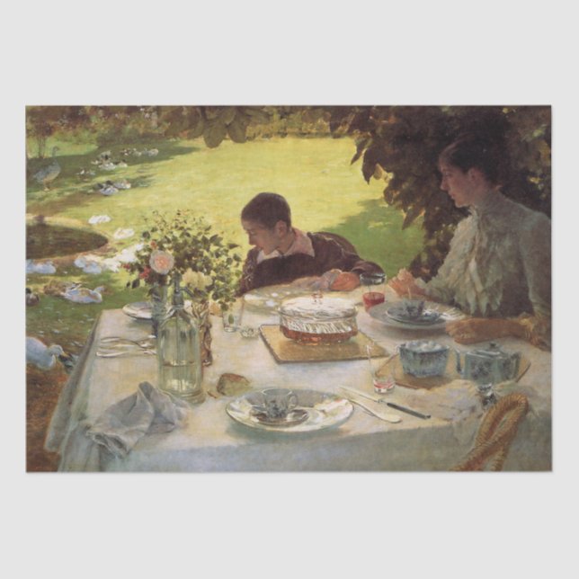 Papier Mousseline Petit déjeuner dans le jardin (Recto)
