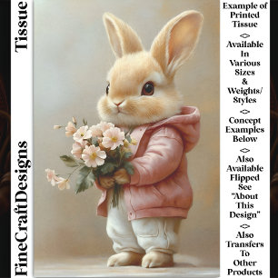 Papier Mousseline Petit Lapin Bébé, Fleurs CW6L Découpage