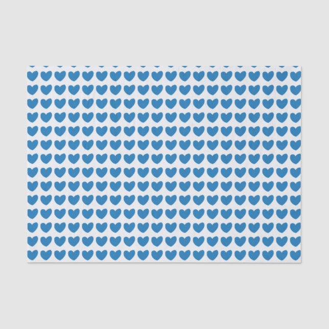 Papier Mousseline Petit Motif de Coeurs Bleus (Recto)
