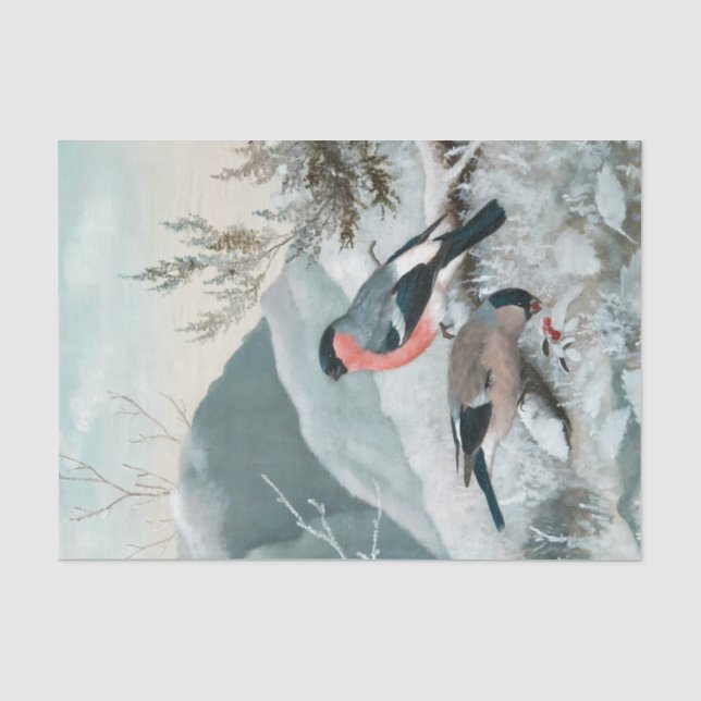 Papier Mousseline Petit oiseau mignon - Bullfinch, Art (Recto)