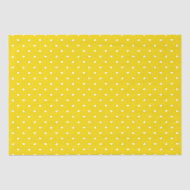 Papier Mousseline Petite coeur sur papier tissu jaune vif (Recto)