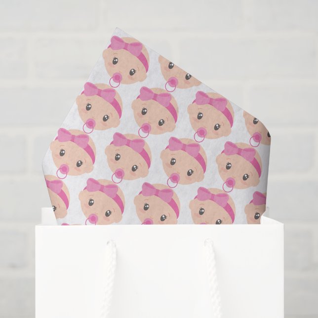 Papier Mousseline petite fille carrelée mignonne  (Sac cadeau)