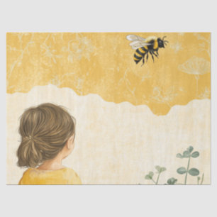 Papier Mousseline Petite Fille Regardant un Bourdon