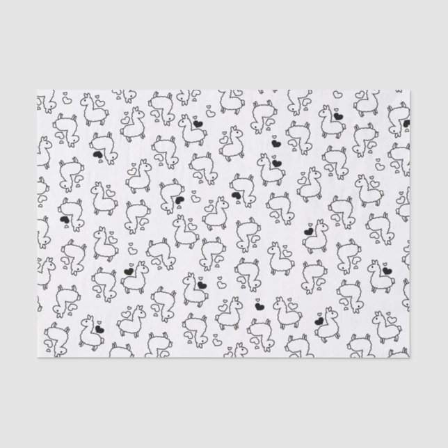Papier Mousseline Petite folie de silhouette de lama (Recto)