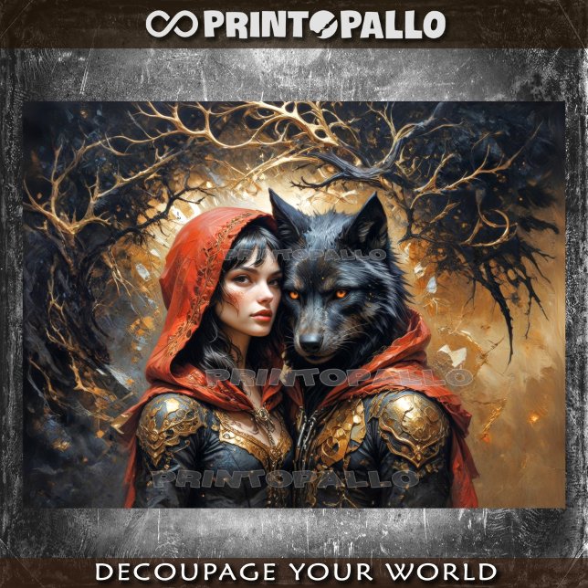 Papier Mousseline Petite hotte rouge : une princesse et un roi (Créateur téléchargé)