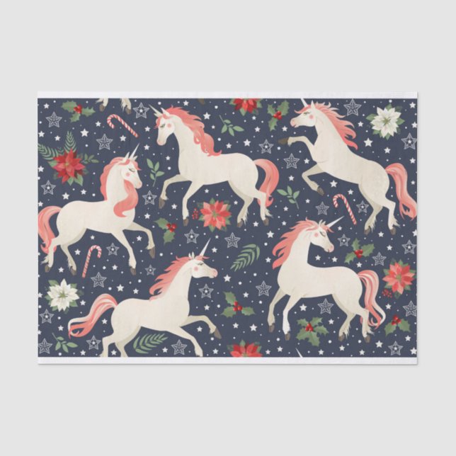Papier Mousseline Petite licorne Festive de Noël (Recto)