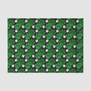 Papier Mousseline Petites empreintes vertes et noires