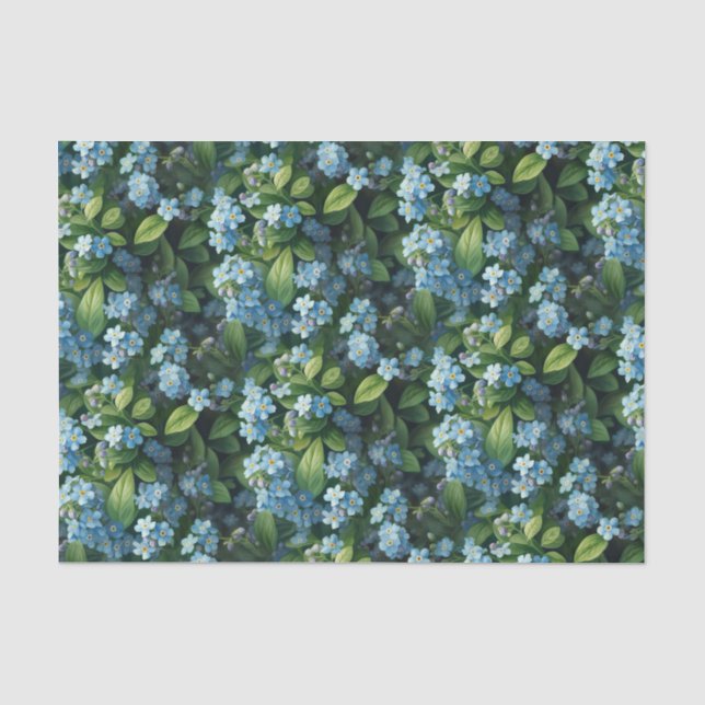 Papier Mousseline Petites fleurs bleues (Recto)