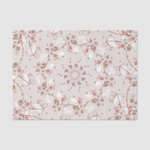 Papier Mousseline Petites fleurs roses vieilles
