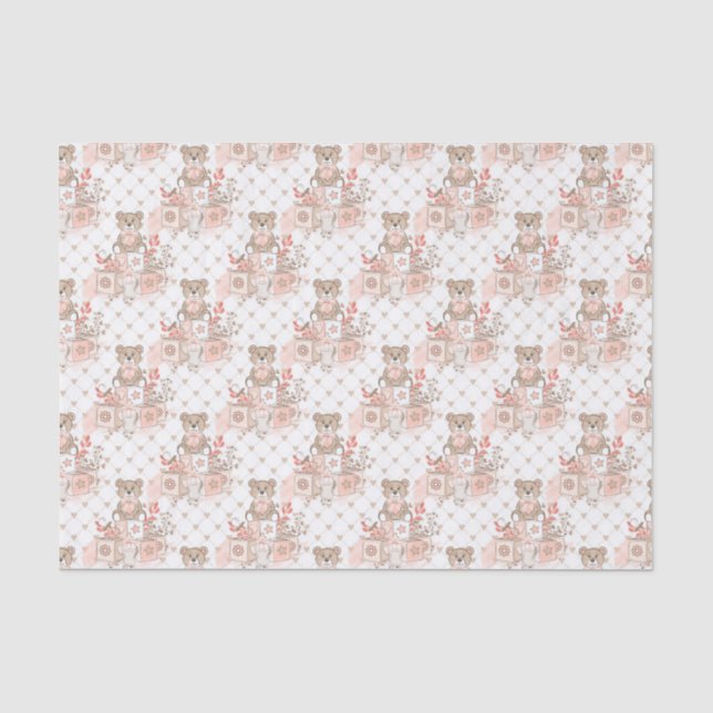 Papier Mousseline Petites Ours Pour Filles (Recto)