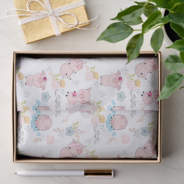 Papier Mousseline Petits cochons mignons (Cadeau)