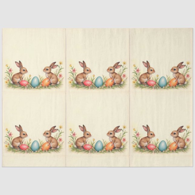 Papier Mousseline Petits lapins de Pâques Collection populaire Vinta (Recto)
