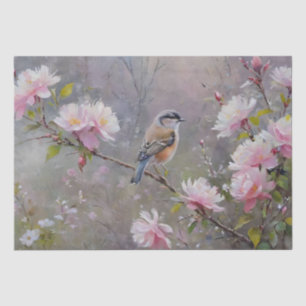 Papier Mousseline Petits Oiseaux aux Fleurs en Fleurs Découpage