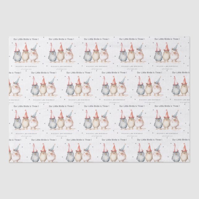 Papier Mousseline Petits Oiseaux De Soirée N'Importe Quel Anniversai (Recto)