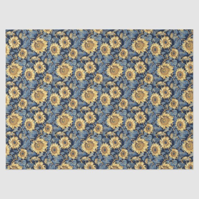 Papier Mousseline Petits tournesols Art nouveau - 10lb, 17"x23" (Recto)