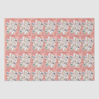 Papier Mousseline petits tuiles de mahjong en pêche