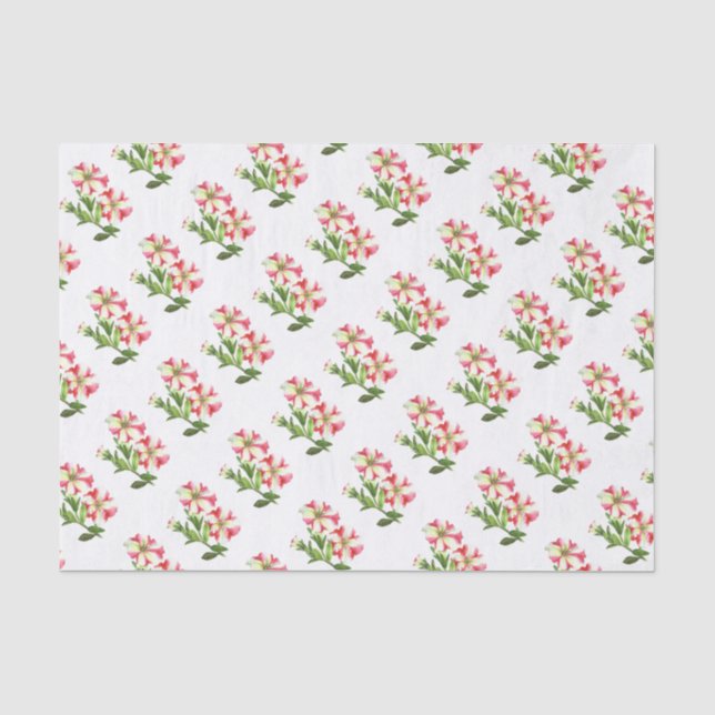 Papier Mousseline Pétunias rose et blanc Art Floral (Recto)