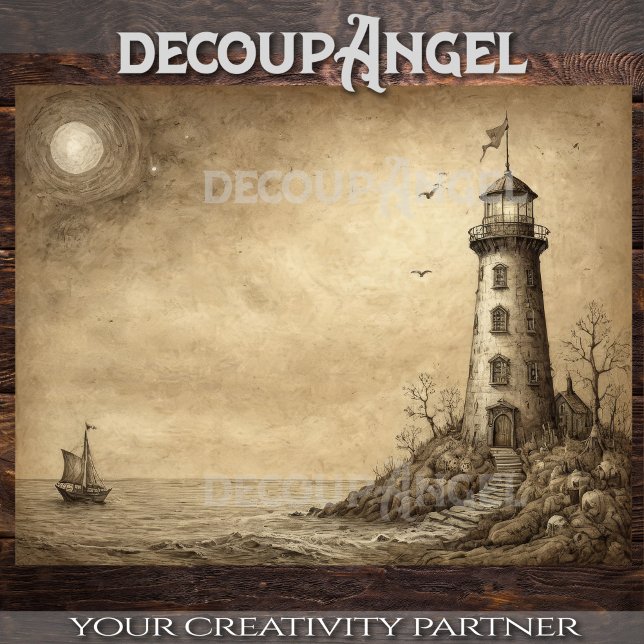 Papier Mousseline Phare de Cliffside : Croquis Nautique - Découpage (Créateur téléchargé)