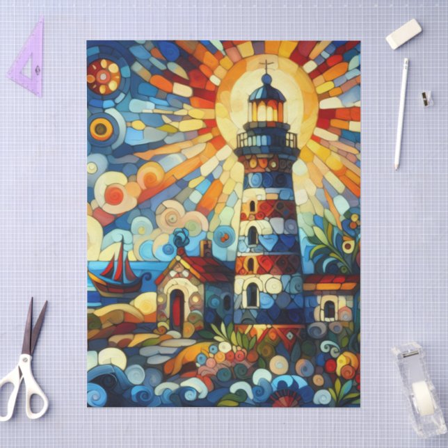 Papier Mousseline Phare De Verre Noir Découpage Nautique (Artisanat)