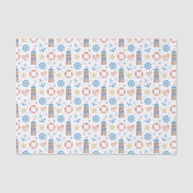Papier Mousseline Phare nautique aquarelle (Recto)