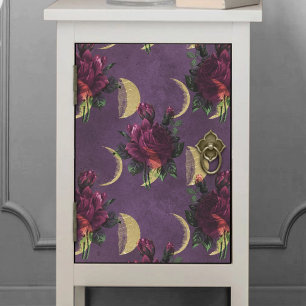 Papier Mousseline Phases de la lune et Roses pourpres   Magnifique N