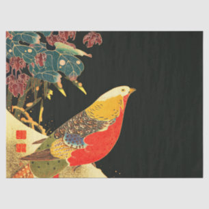 Papier Mousseline Phéasé d'or en neige Antique Floral japonais