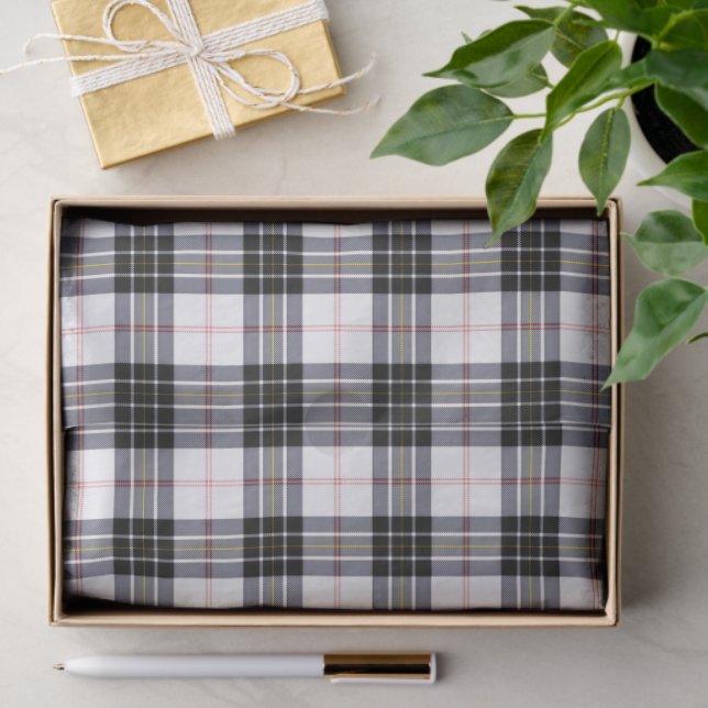 Papier Mousseline Pherson tartan noir blanc plaid (Cadeau)