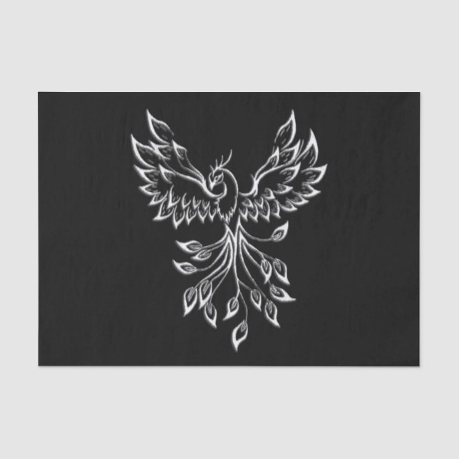 Papier Mousseline Phoenix se lève sur le noir (Recto)