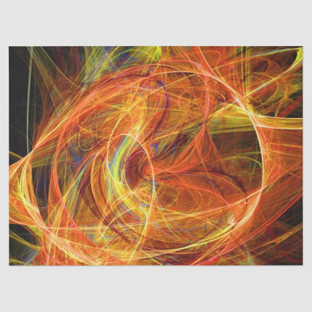 Papier Mousseline PHOTON CRAZY Abstrait Jaune Orange Fractal Fils (Recto)