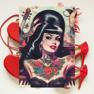 Papier Mousseline Piano Girl gothique