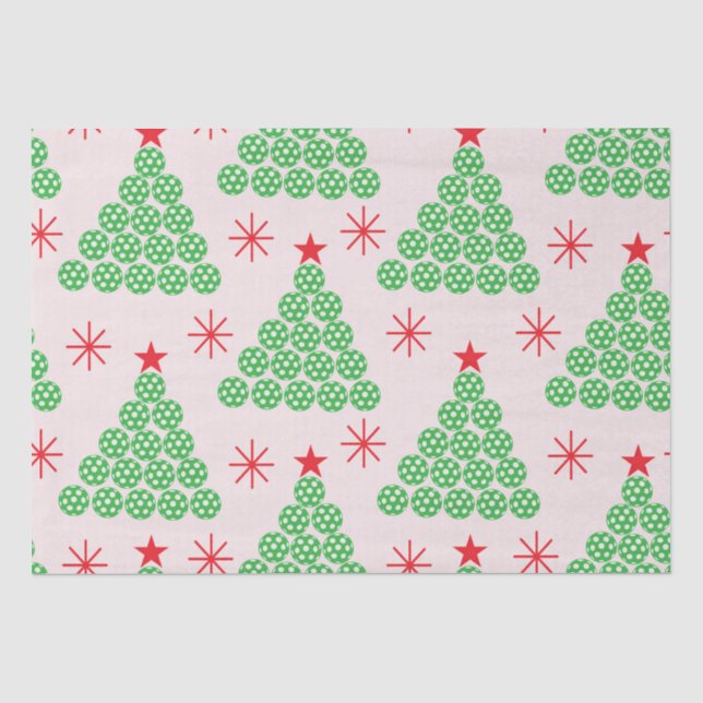 Papier Mousseline Pickleball de Noël avec étoiles Motif (Recto)